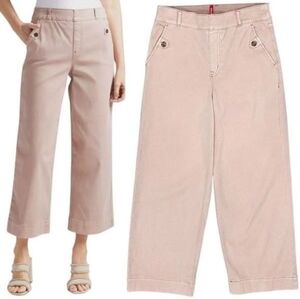 Spanx Cropped Wide Leg Jeans Sz S Rose Pink Stretch Pull On Pants Smart Casual